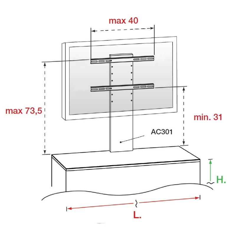 MUNARI AC301 COLONNA FISSA CON FRONTALE ALLUMINIO CON ALLOGGIAMENTO CAVI