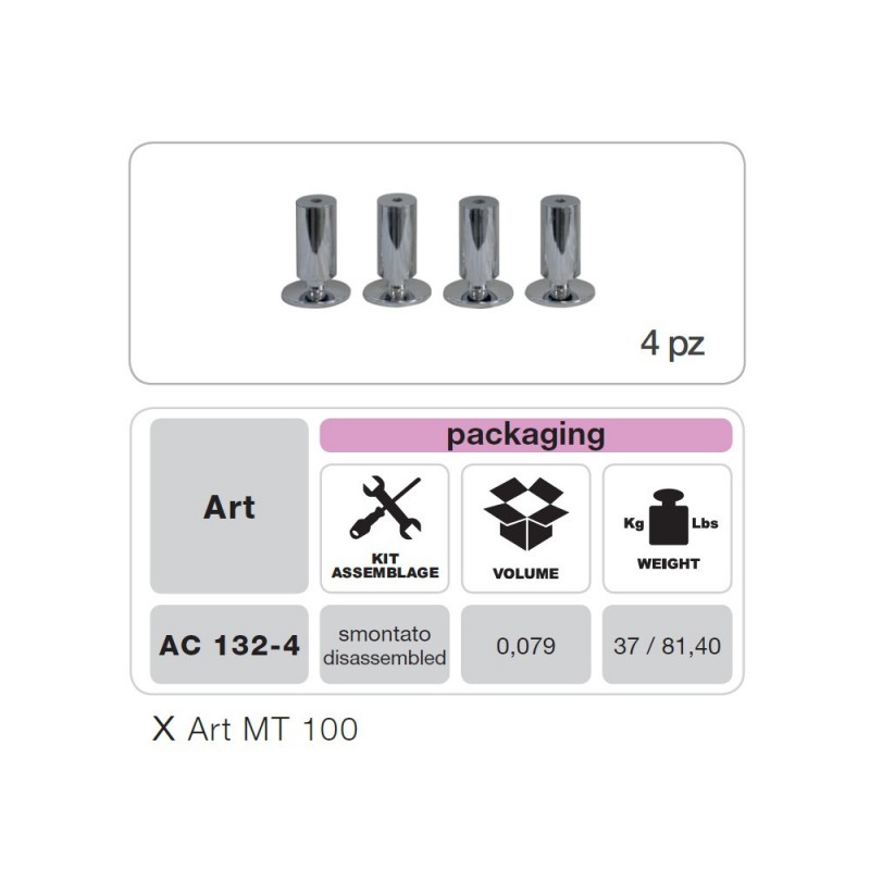 MUNARI AC132-4 KIT PIEDINI REGOLABINI IN ALTEZZA PER MT100 - MT159