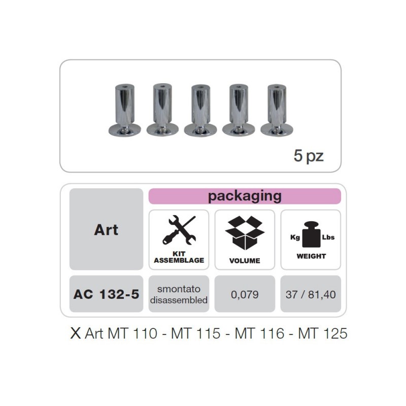 MUNARI AC132-5 KIT PIEDINI REGOLABINI IN ALTEZZA PER MT100 - MT115 - MT116