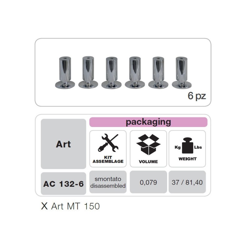 MUNARI AC132-6 KIT PIEDINI REGOLABINI IN ALTEZZA PER MT150