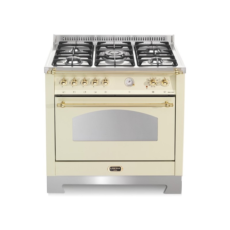 Lofra Rbig96Mft/Ci Avorio 90X60 Cucina Con Piano In Acciaio