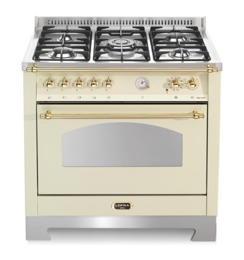 Lofra Rbig96Mft/Ci Avorio 90X60 Cucina Con Piano In Acciaio