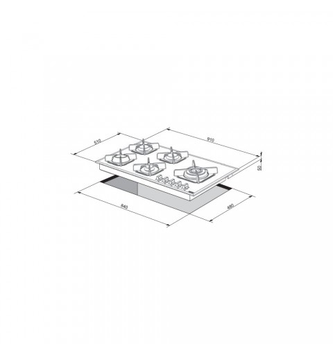 LOFRA HGB950 Marte 90 white PIANO COTTURA VALVOLATO 90CM CON FINITURA IN VETRO - 5 FUOCHI A GAS VALVOLATI DI CUI 1 TRIPLA CORON