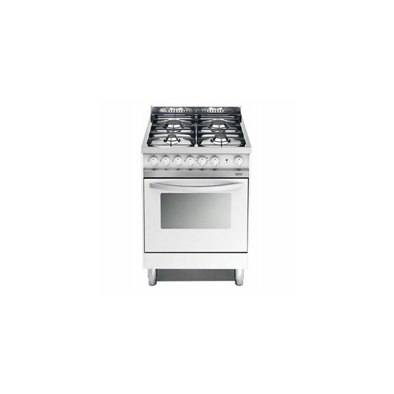 LOFRA MB66MF bianca 60X60 CUCINA CON PIANO IN ACCIAIO LUCIDATO A SPECCHIO - 4 FUOCHI A GAS - FORNO MULTIFUNZIONE ELETTRICO DA 6