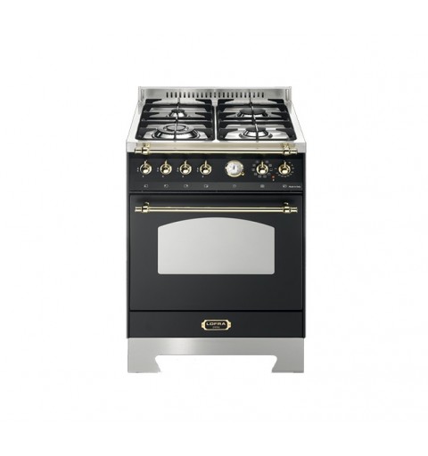 LOFRA RNM66MFT/CI Nero Matt 60X60 CUCINA CON PIANO IN ACCIAIO SATINATO - 4 FUOCHI A GAS DI CUI 1 TRIPLA CORONA - FORNO ELETTRIC