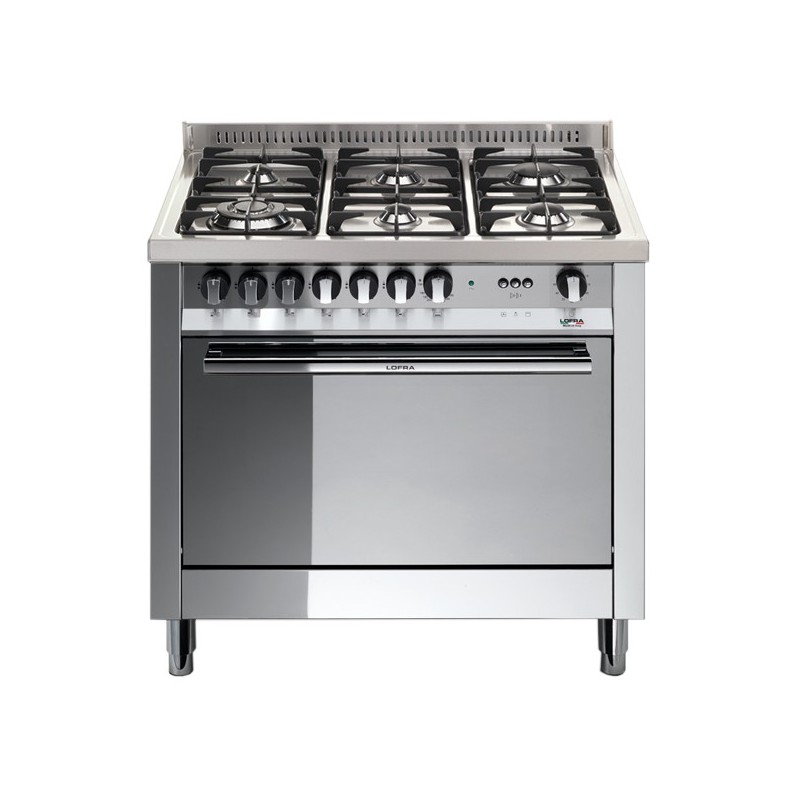 LOFRA MG96MF/Cis 90X60 CUCINA CON PIANO IN ACCIAIO LUCIDATO A SPECCHIO - 6 FUOCHI A GAS DI CUI 1 TRIPLA CORONA - FORNO MULTIFUN