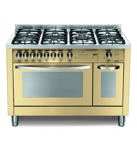 LOFRA CON PORTA BOMBOLA ID126GV+E /2CI Avorio 120x60 CUCINA COLORATA CON PIANO IN ACCIAIO SATINATO - 7 FUOCHI A GAS DI CUI 1 TR