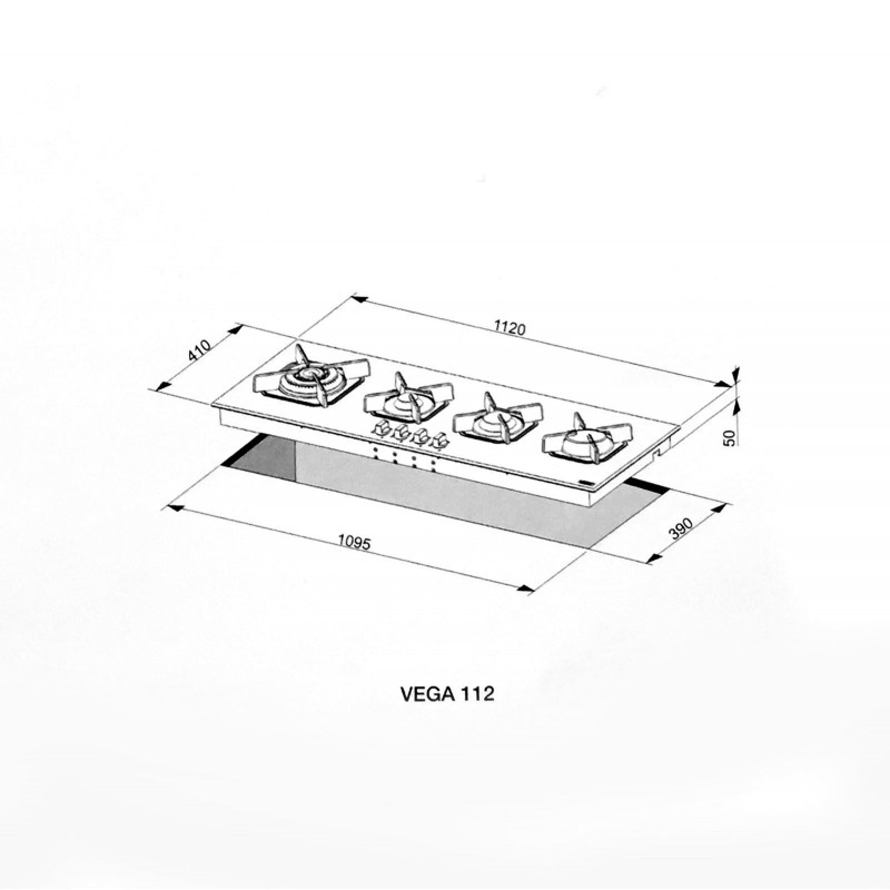Lofra Hgn190 Vega 112 Black Piano Cottura Valvolato 90Cm 112 Cm