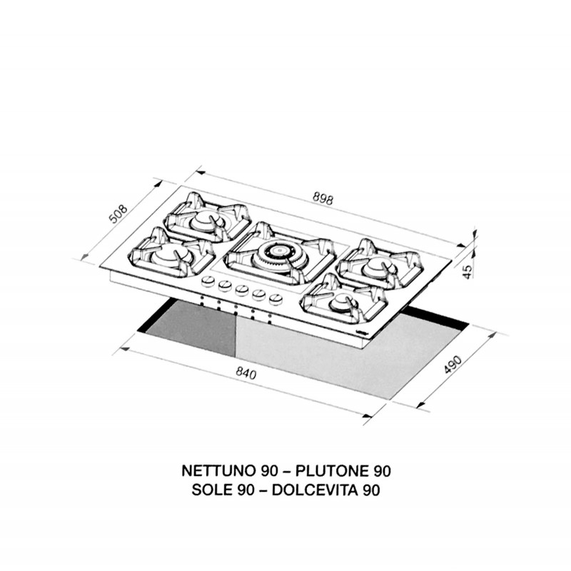 Lofra Hls9B0 Nettuno 90 Piano Cottura Valvolato 90Cm Semifilo