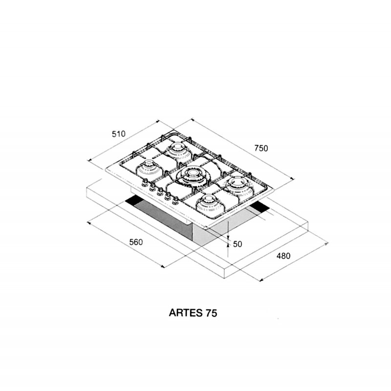 Lofra Hds7T0 Artes 75 Piano Cottura Valvolato 75Cm 75 Cm Con