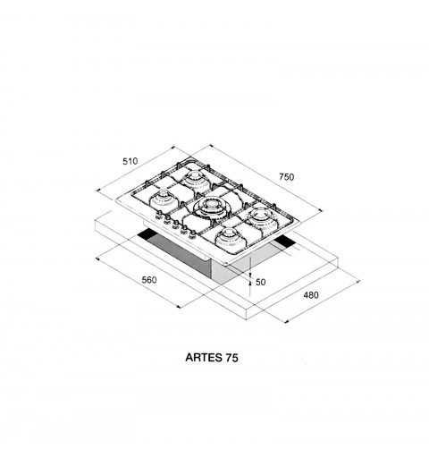 Lofra Hds7T0 Artes 75 Piano Cottura Valvolato 75Cm 75 Cm Con