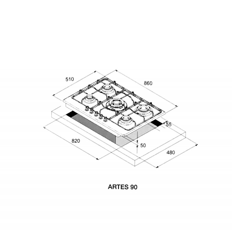 Lofra Hds9T0 Artes 90 Piano Cottura Valvolato 90Cm Con Finitura