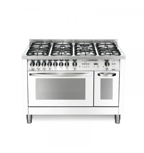 LOFRA CON PORTA BOMBOLA PD126GV+E /2CI Bianco Perla 120x60 CUCINA COLORATA CON PIANO IN ACCIAIO SATINATO - 7 FUOCHI A GAS DI CU