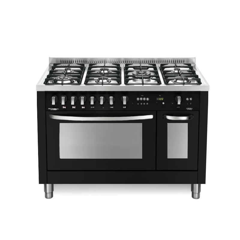 LOFRA PNMD126GV+E /2CI Nero Matt 120x60 CUCINA COLORATA CON PIANO IN ACCIAIO SATINATO - 7 FUOCHI A GAS DI CUI 1 TRIPLA CORONA E