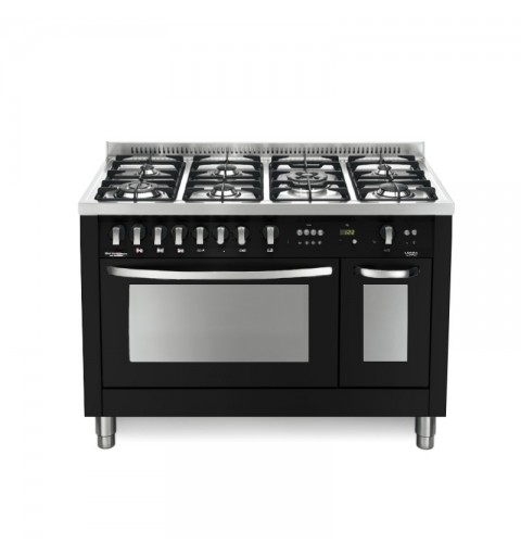 LOFRA PNMD126GV+E /2CI Nero Matt 120x60 CUCINA COLORATA CON PIANO IN ACCIAIO SATINATO - 7 FUOCHI A GAS DI CUI 1 TRIPLA CORONA E