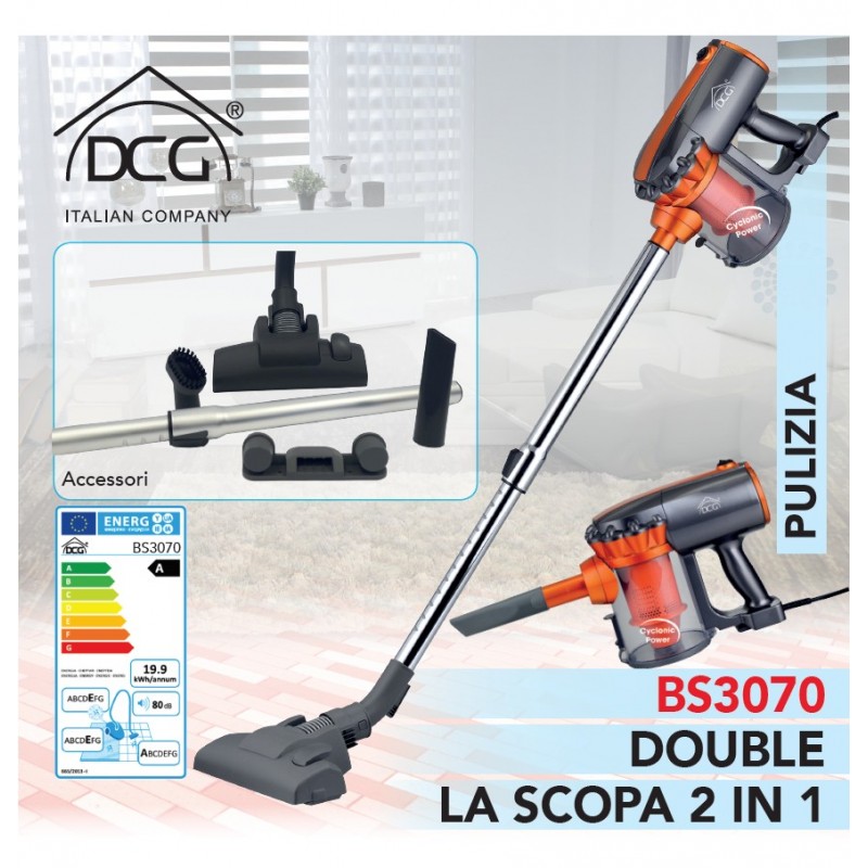 DCG BS3070 SCOPA ELETTRICA SENZA SACCO CICLONICA 2IN1 600W 3ANNI GARANZIA