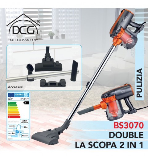 DCG BS3070 SCOPA ELETTRICA SENZA SACCO CICLONICA 2IN1 600W 3ANNI GARANZIA