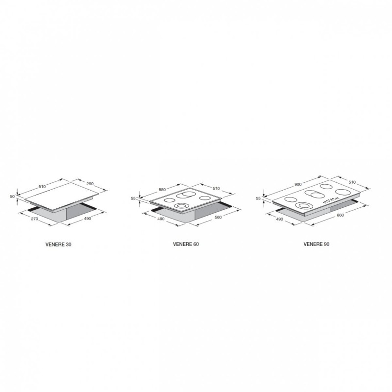 LOFRA VENERE 30 PLAN DE CUISSON EN VERRE EN CÉRAMIQUE DE 30CM NOIR