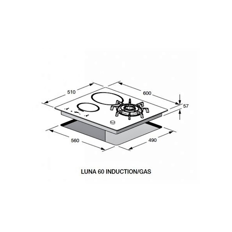 LOFRA HIN604 Luna 60 Induction PIANO A INDUZIONE 60CM - DUE ZONE MAX 2 KW CON BOOSTER - DUE ZONE MAX 1.6 KW CON BOOSTER - BLOCC