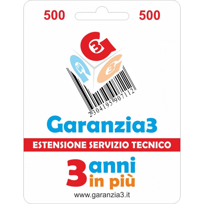 GARANZIA3 GR3V500 ESTENSIONE GARANZIA 3 ANNI PER PRODOTTI FINO A 500 EURO
