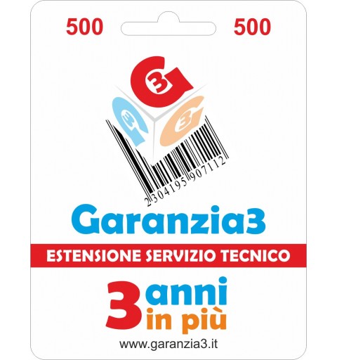 GARANZIA3 GR3V500 ESTENSIONE GARANZIA 3 ANNI PER PRODOTTI FINO A 500 EURO