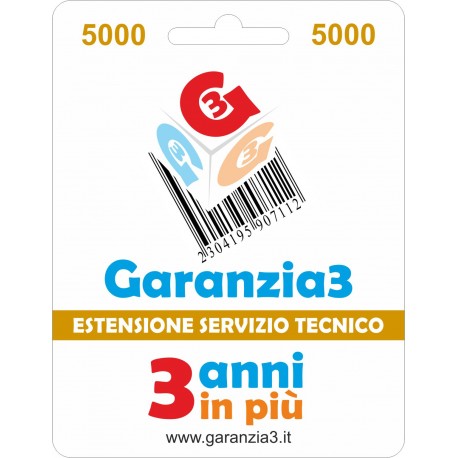 GARANZIA3 GR3V5000 ESTENSIONE GARANZIA 3 ANNI PER PRODOTTI FINO A 5000 EURO