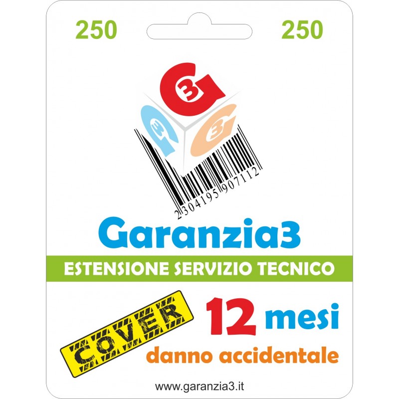 GARANZIA3 GECIT250 ESTENSIONE GARANZIA 3 ANNI PER DANNO ACCIDENTALE / MASSIMALE