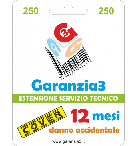 GARANZIA3 GECIT250 ESTENSIONE GARANZIA 3 ANNI PER DANNO ACCIDENTALE / MASSIMALE