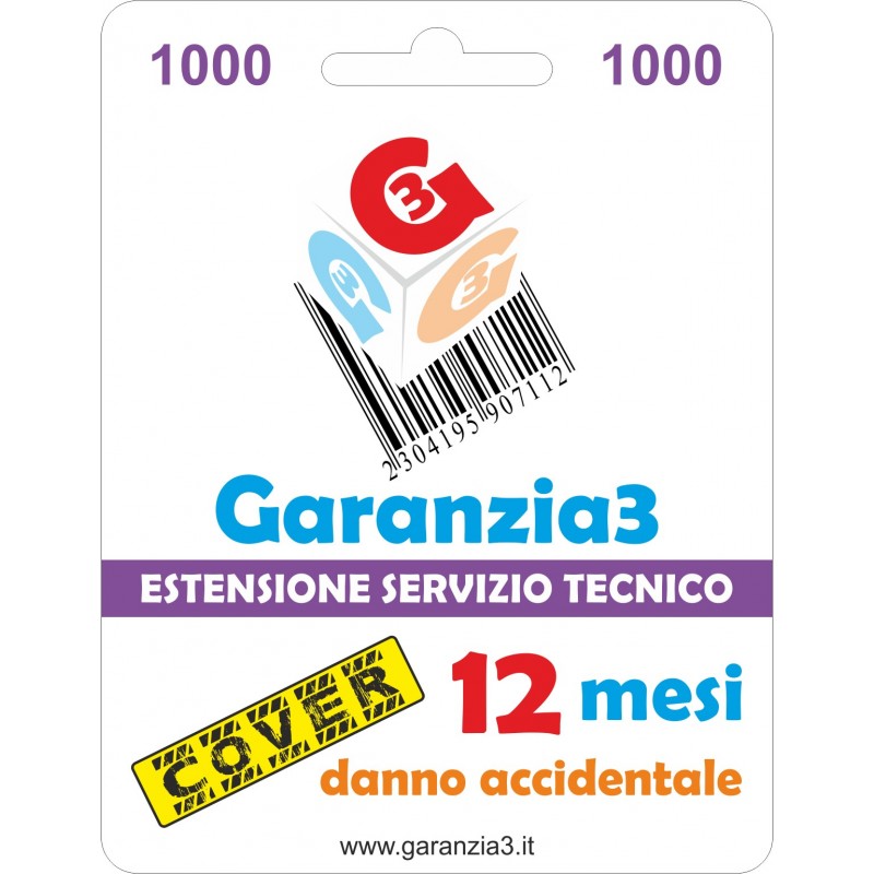 GARANZIA3 GECIT1000 ESTENSIONE GARANZIA 3 ANNI PER DANNO ACCIDENTALE / MASSIMALE