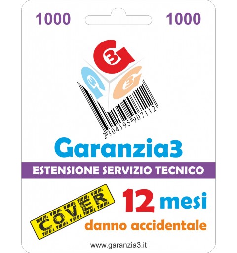 GARANZIA3 GECIT1000 ESTENSIONE GARANZIA 3 ANNI PER DANNO ACCIDENTALE / MASSIMALE