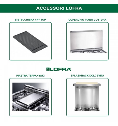 Lofra Cg96Mf/C 90X60 Cucina Curva Con Piano In Acciaio Lucidato