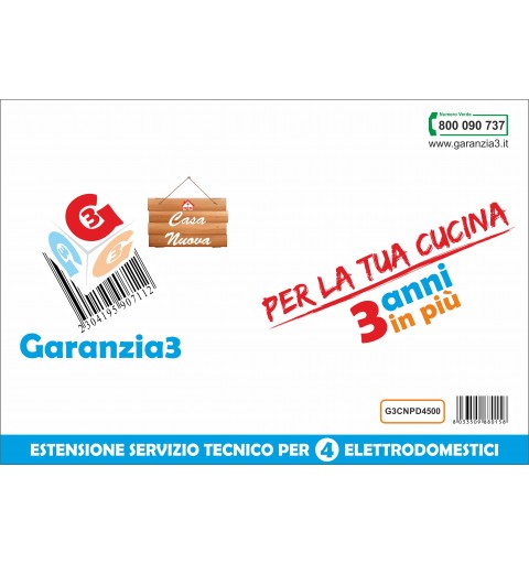 GARANZIA3 G3CNPD3500 ESTENSIONE GARANZIA 3 ANNI PER 4 ELETTRODOMESTICI