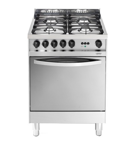 Lofra X66Gv 60X60 Cucina Con Piano In Acciaio Lucidato A Specchio - 4 Fuochi A Gas - Forno A Gas Ventilato