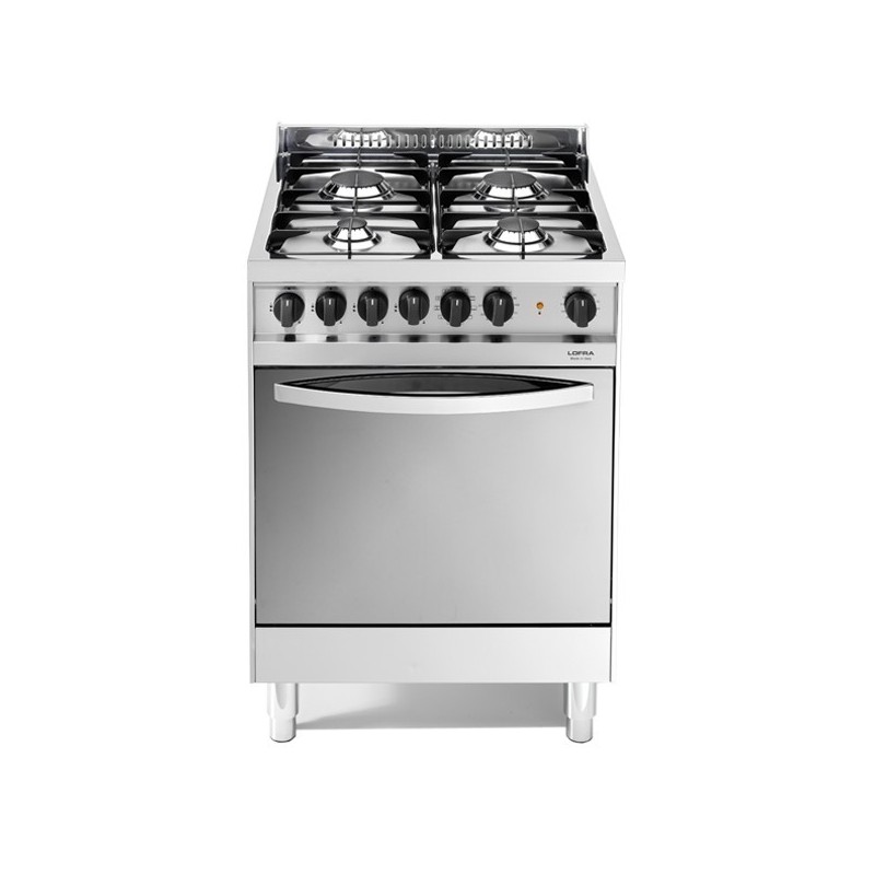 Lofra X66MF 60X60 Cucina Con Piano In Acciaio Lucidato A Specchio - 4 Fuochi A Gas - Forno Elettrico Multi 9 Prog