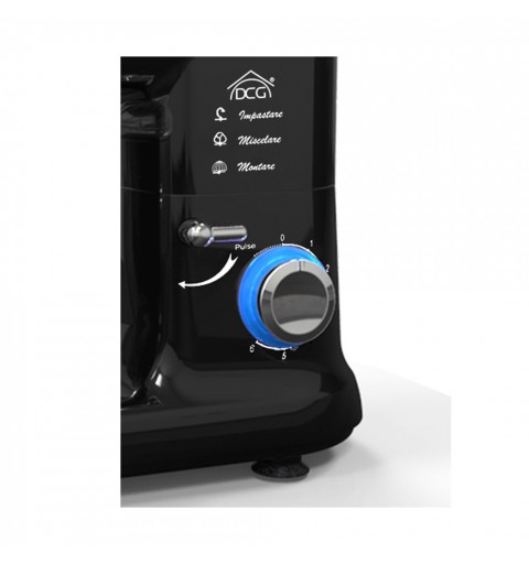 Dcg Km1302N Impastatrice Planetaria con Frullatore Nero Vintage 1200W 4.5Lt