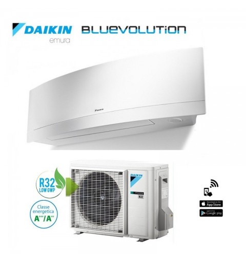 Daikin FTXJ25MW/RXJ25M Condizionatore Climatizzatore Emura 9000Btu A+++ A++ Wifi Bianco 4anni Garanzia