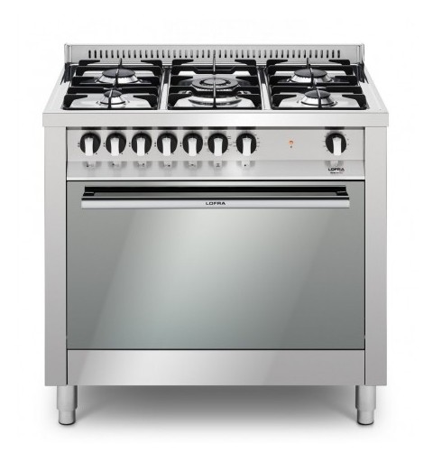 Lofra Mg96Mf/C 90X60 Cucina Con Piano In Acciaio Lucidato A Specchio - 5 Fuochi A Gas Di Cui 1 Tripla Corona - Forno Multifunzi