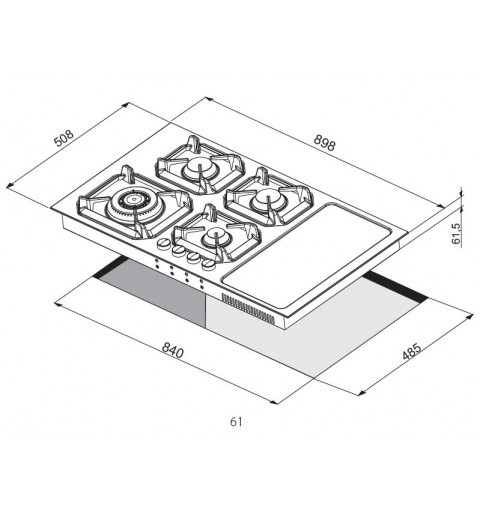 Lofra Hls9G2I Nettuno 90 Combi Gas Induzione Piano Cottura