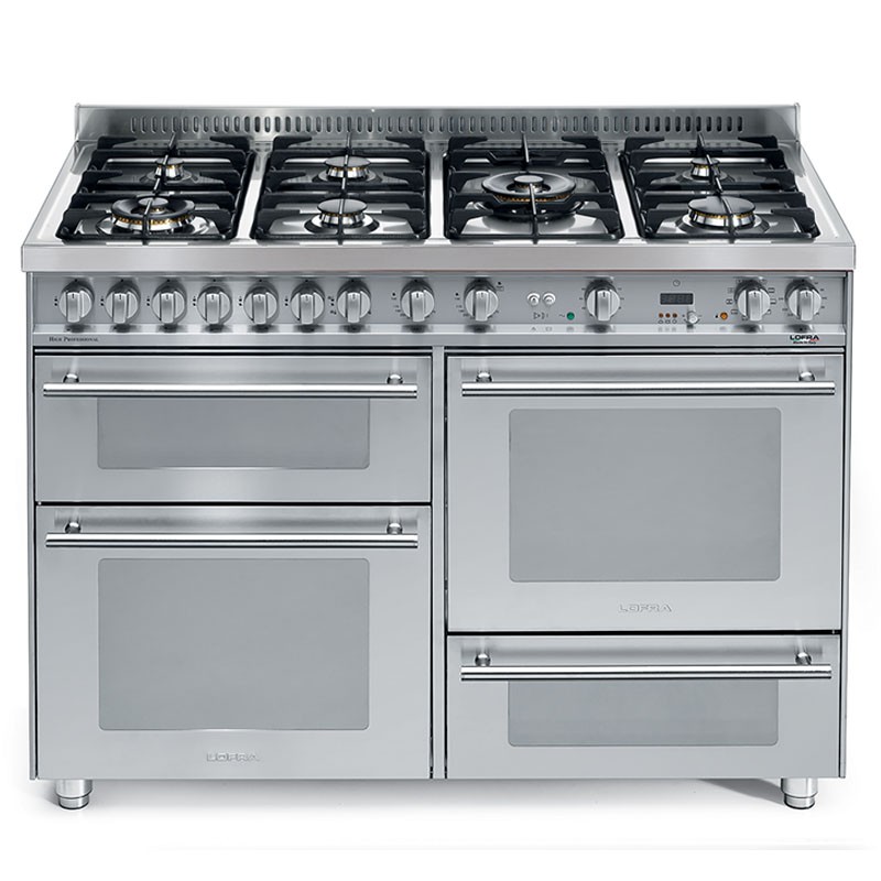 Lofra P126SMFET+DMFT/2AEO 120X60 Cucina Con Piano In Acciaio Satinato - 7 Fuochi A Gas Di Cui 1 Tripla Corona E 1 Dual - 3 Forni