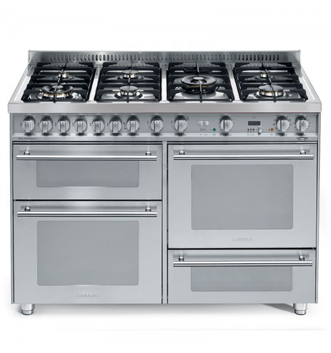 Lofra P126SMFET+DMFT/2AEO 120X60 Cucina Con Piano In Acciaio Satinato - 7 Fuochi A Gas Di Cui 1 Tripla Corona E 1 Dual - 3 Forni