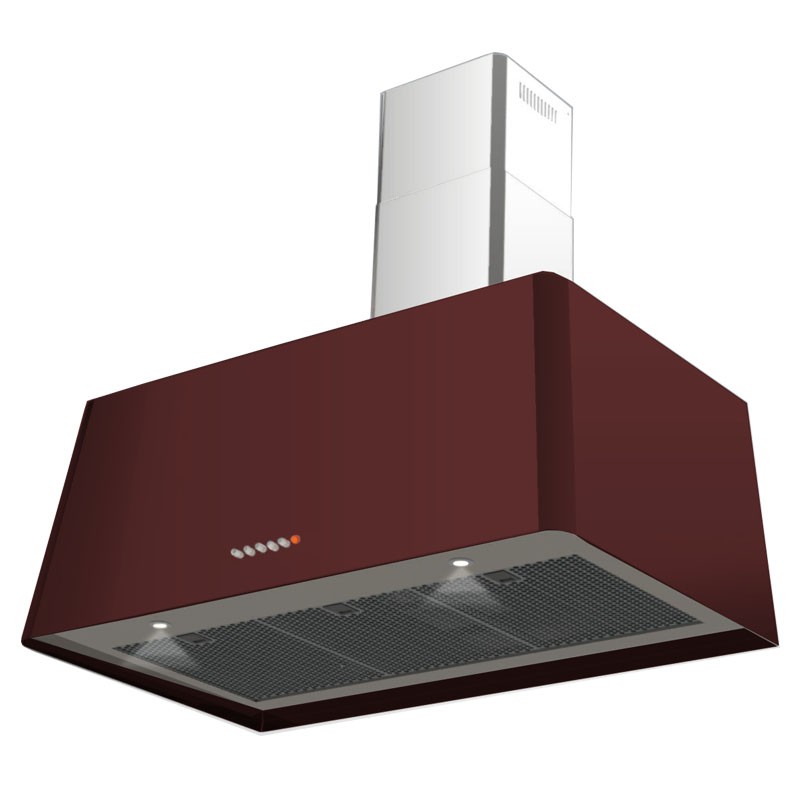 Lofra Cappa Da Cucina Rosso Burgundy 90 Cm Rainbow - Camino inox - Illuminazione led