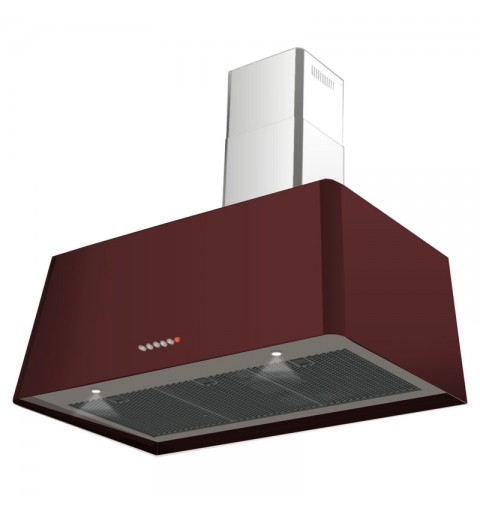 Lofra Cappa Da Cucina Rosso Burgundy 90 Cm Rainbow - Camino inox - Illuminazione led