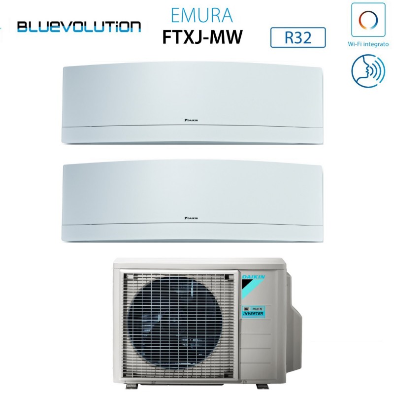 Daikin 2MXM50M FTXJ35MW Condizionatore Climatizzatore Dual Split Emura 2x 12000Btu A+++/A++ Inverter Wifi Bianco 4anni Garanzia