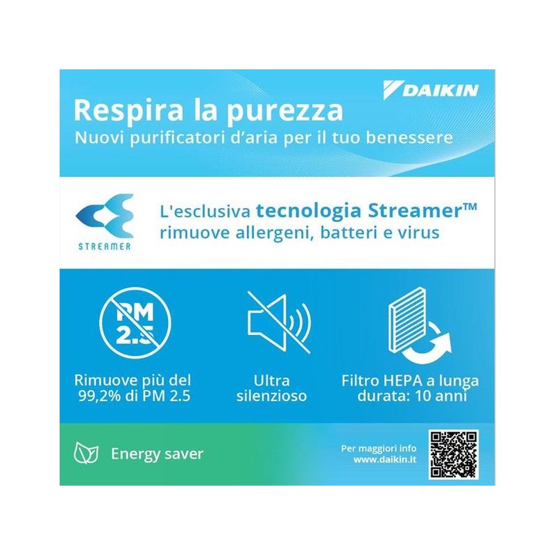 Daikin MC55W purificatore d'aria 53 dB 37 W Bianco