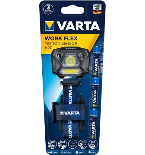 Varta WORK FLEX MOTION SENSOR H20 Black, Blue Headband flashlight LED