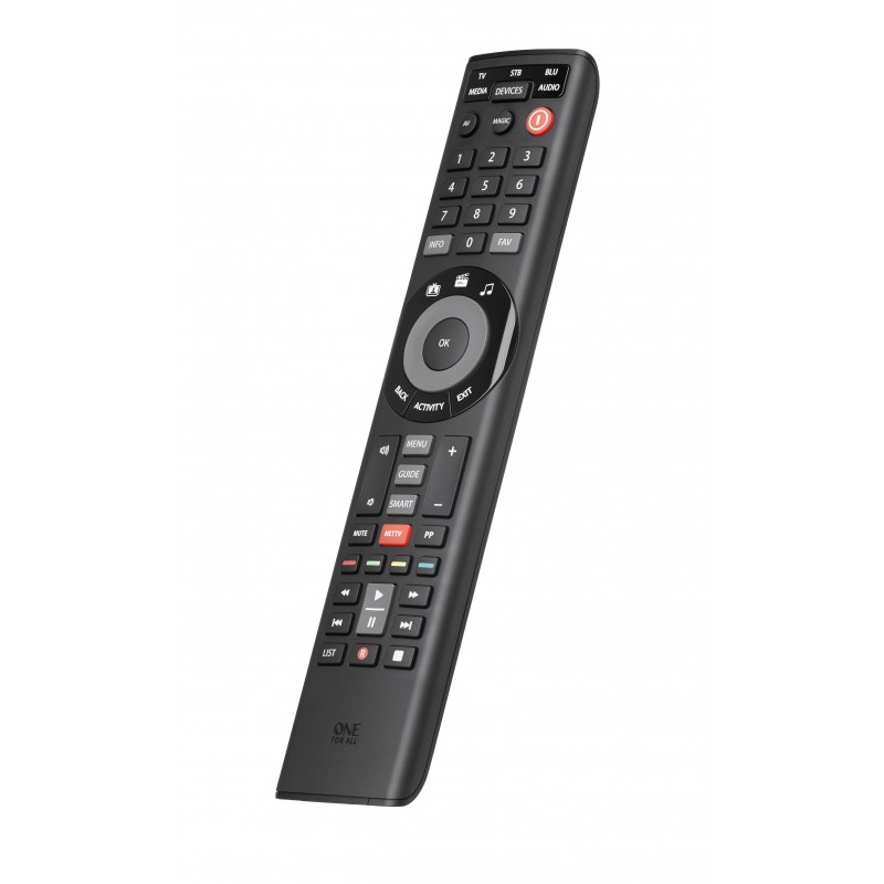One For All Smart Control 5 mando a distancia IR inalámbrico Audio, Cable, DTT, DVD Blu-ray, Consola de juegos, Sistema de cine