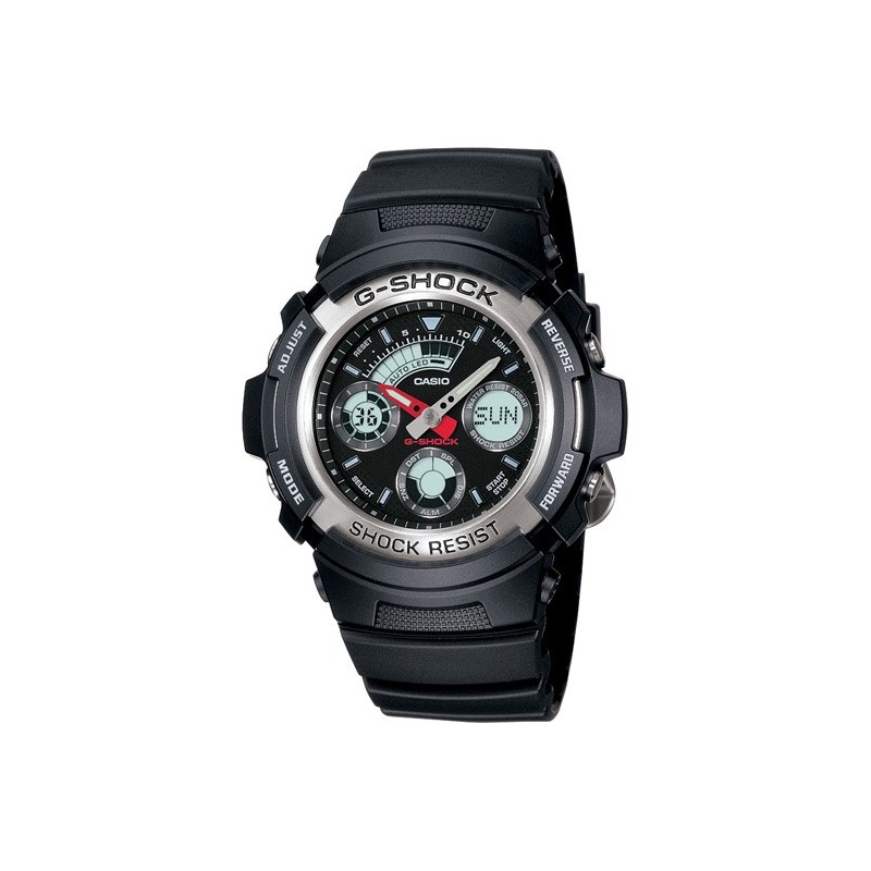 Casio AW-590-1A montre Montre bracelet Mâle Noir, Acier inoxydable