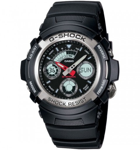 Casio AW-590-1A montre Montre bracelet Mâle Noir, Acier inoxydable
