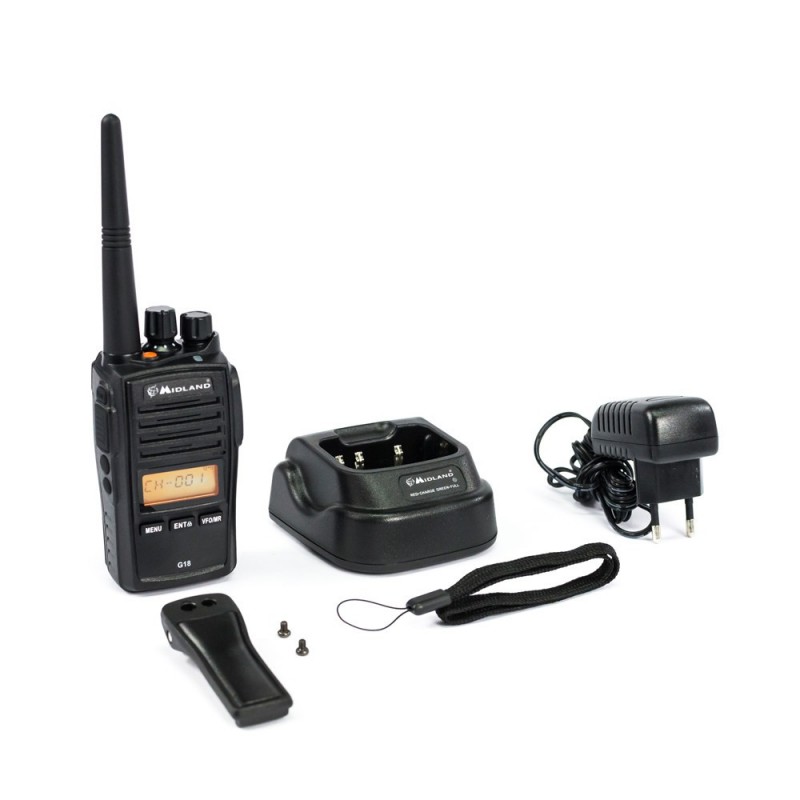 Midland G18 - PMR446 radio bidirectionnelle 8 canaux 446.00625 - 446.09375 MHz Noir