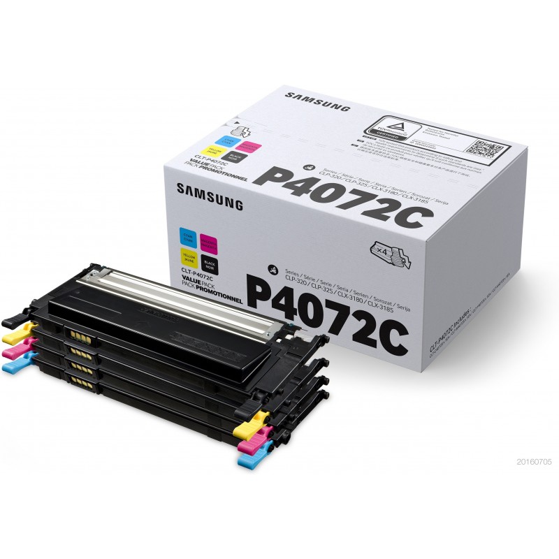 Samsung Paquete de 4 cartuchos de tóner negro cian magenta amarillo CLT-P4072C